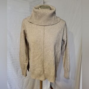 Warm & Cozy Women Beige Turtleneck Sweater, Size Large